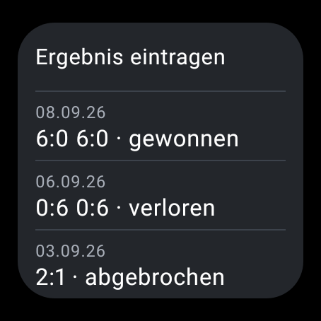 Jedes Match bleibt auf der Uhr und übersteht einen leeren Akku.